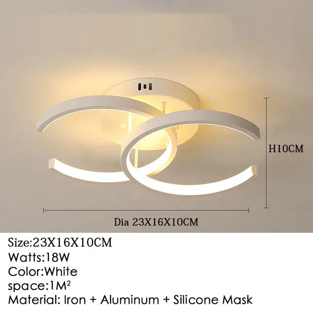 Modern aluminium ceiling lamp in black for corridor entrance hall lighting with remote control