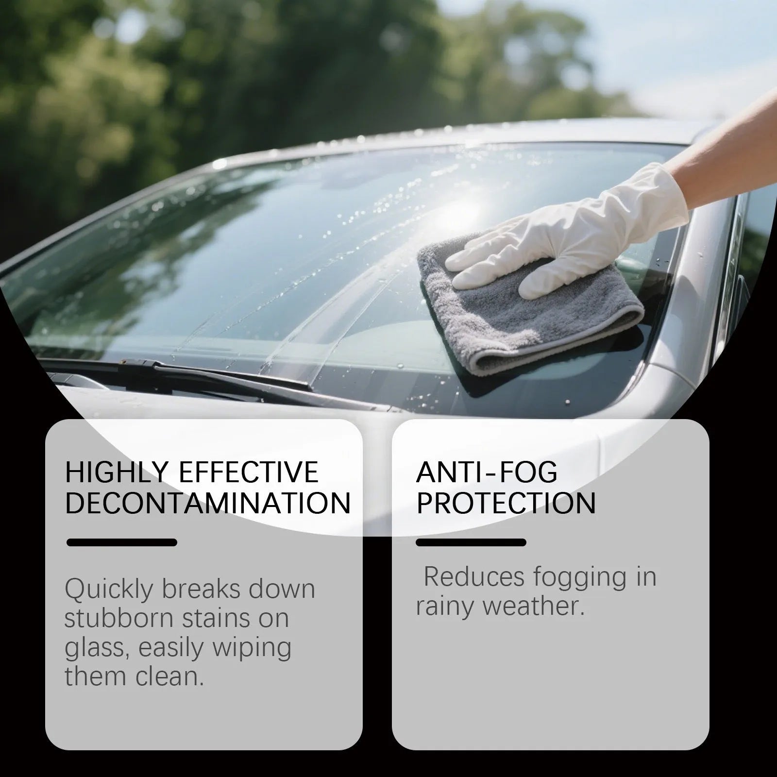Glass Restore cleaning paste for windshields with sponge and towel in 120g tub
