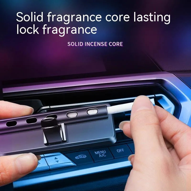 Black car vent clip aromatherapy diffuser with LED light and fragrance sticks