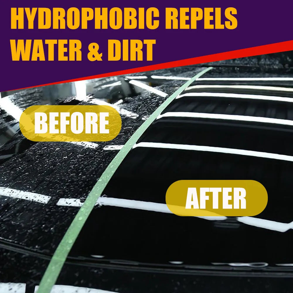 Purple nano car coating spray wax bottle with hand sprayer.