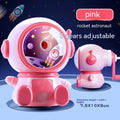 Blue and pink cartoon astronaut manual pencil sharpener with adjustment dial