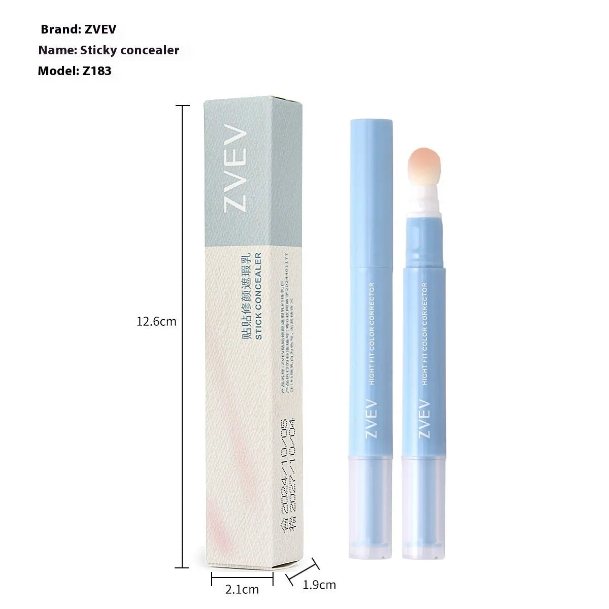 Clothing concealer cream with sponge brush applicator in three shades: brightening, pink flesh, and flesh colour