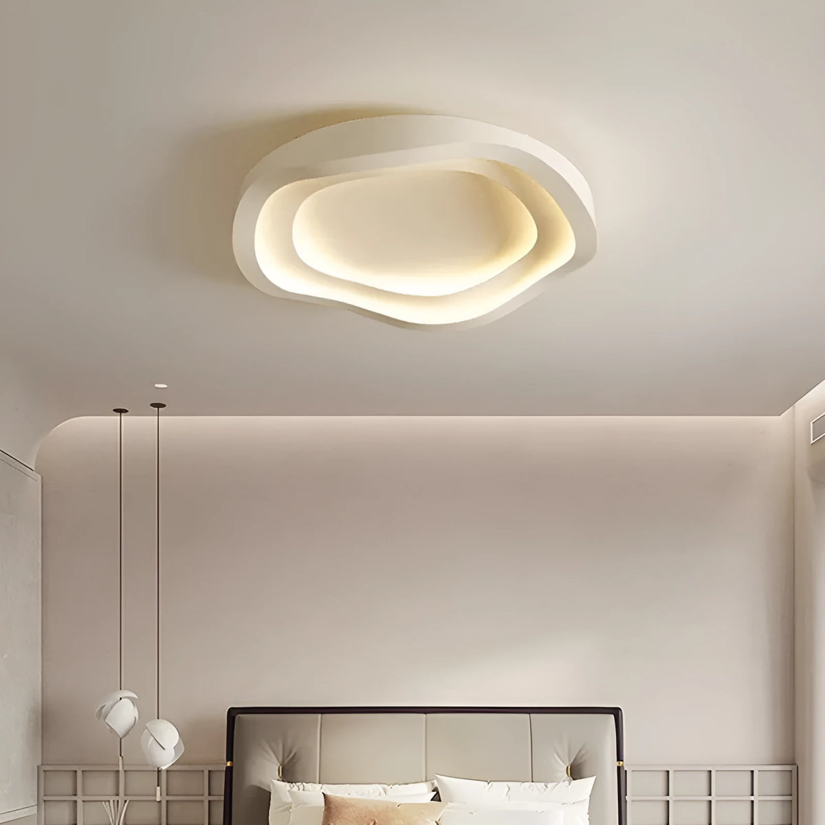 50cm LED ceiling light for bedroom with acrylic lampshade and iron body, modern simple flush mount