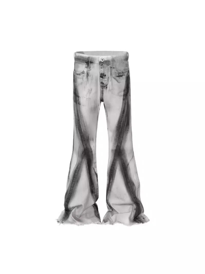 Men's white cotton denim trousers with mid waist and zip fly, basic style, Asian sizes S-3XL