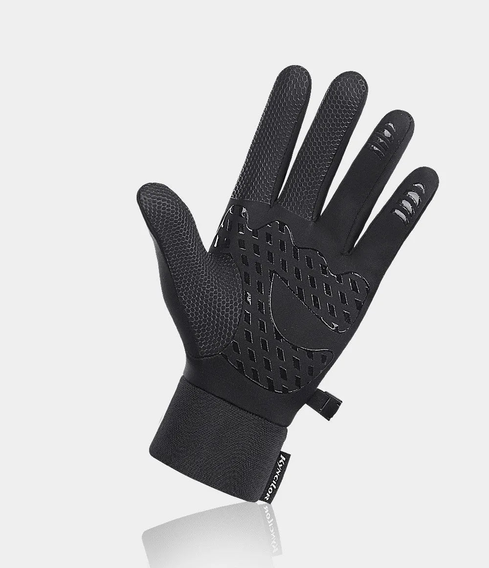 Winter cycling gloves in black or gray, polyester unisex finger gloves for cold-weather sports