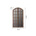 Terrace distressed fake window wall mirror with log colour wooden glass frame and clear mirror panel