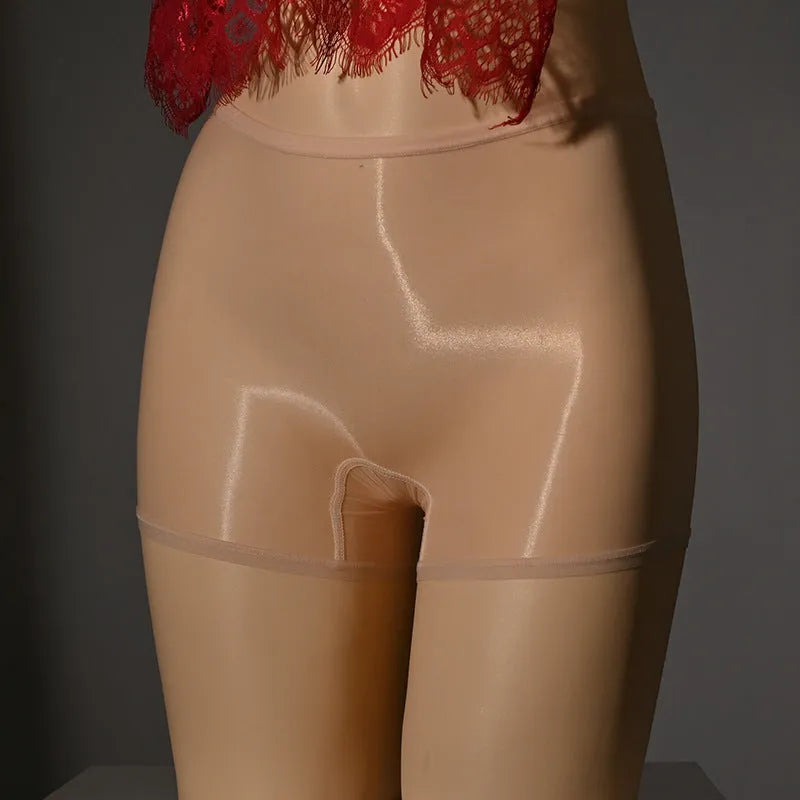 Men's shiny seamless underwear stockings in seven colours including red, black, gray, white, and skin tones