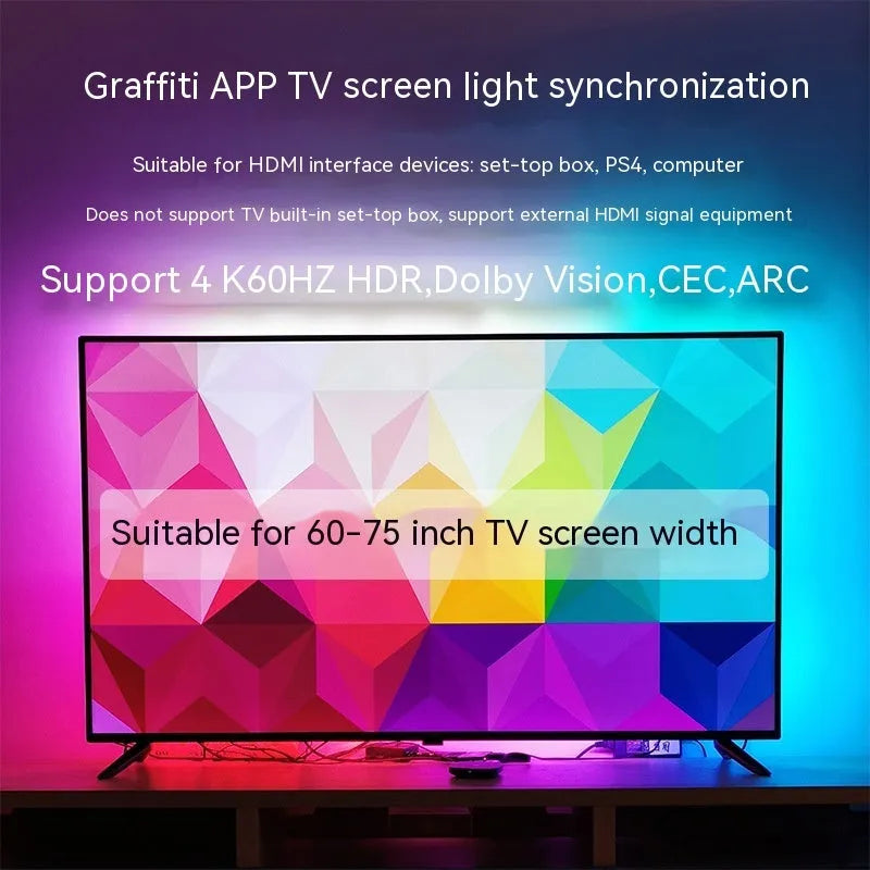 TV sync ambience LED strip with 30 beads and app control, suitable for 32-43 inch TV background