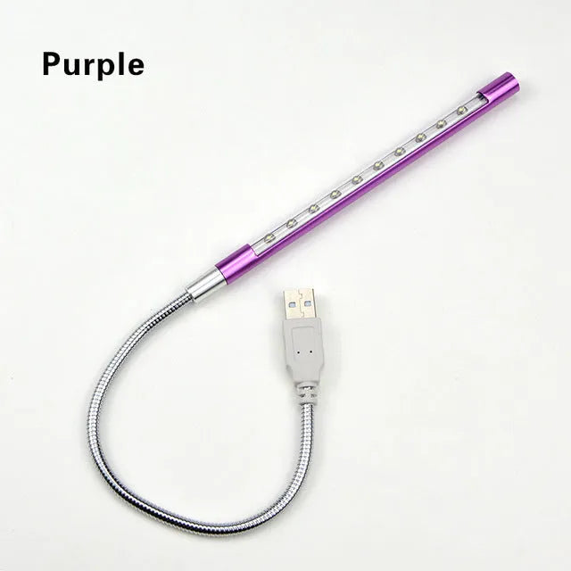 Spiral aluminium alloy USB LED night light in six colour options with 420mm length