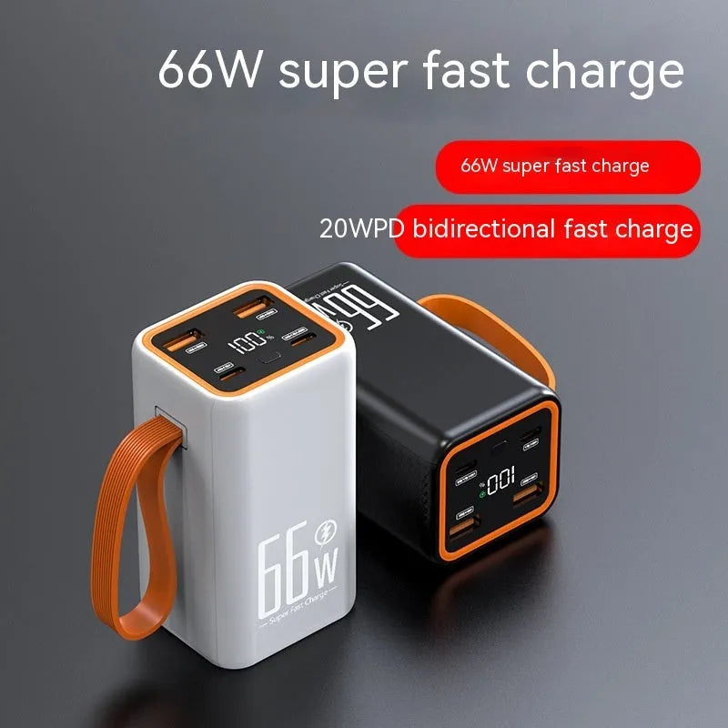 Black and white PD66W fast charge 20000 mAh portable power bank