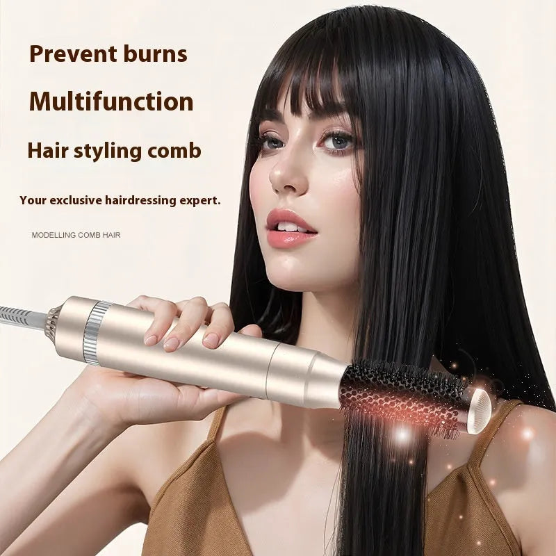 Champagne gold hot air comb hair curler with five-in-one styling functions