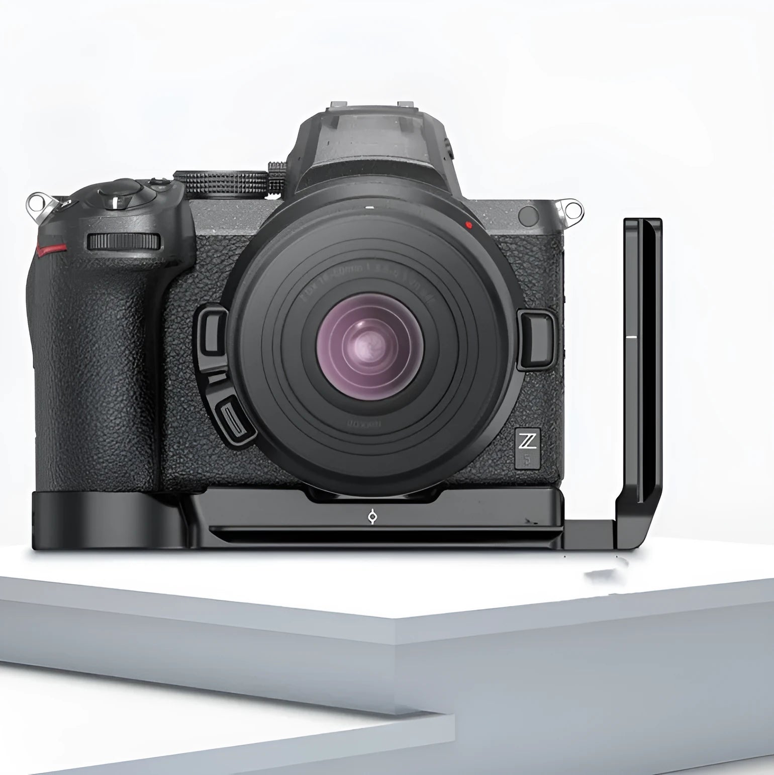 L-shaped aluminium alloy camera bracket in black for Nikon Z series with wrench included