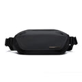 Black men's messenger bag in oxford cloth with cross-body strap and street style details