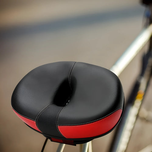 Thickened plus size bicycle saddle in red, grey or light brown with 210x270mm dimensions