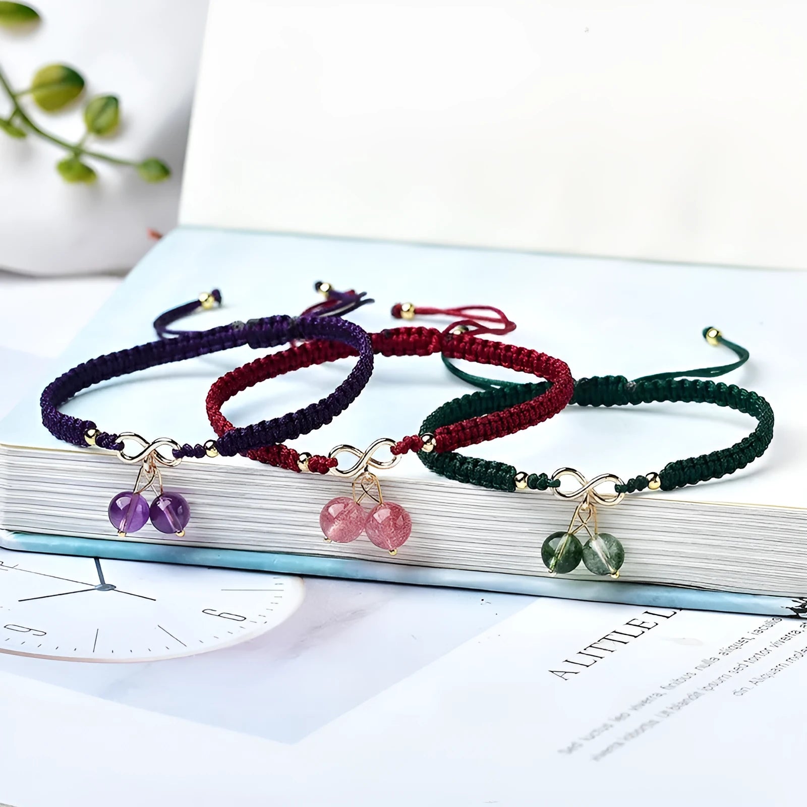 Natural Strawberry Quartz women's bracelet with fruit-shaped crystal beads on elastic cord