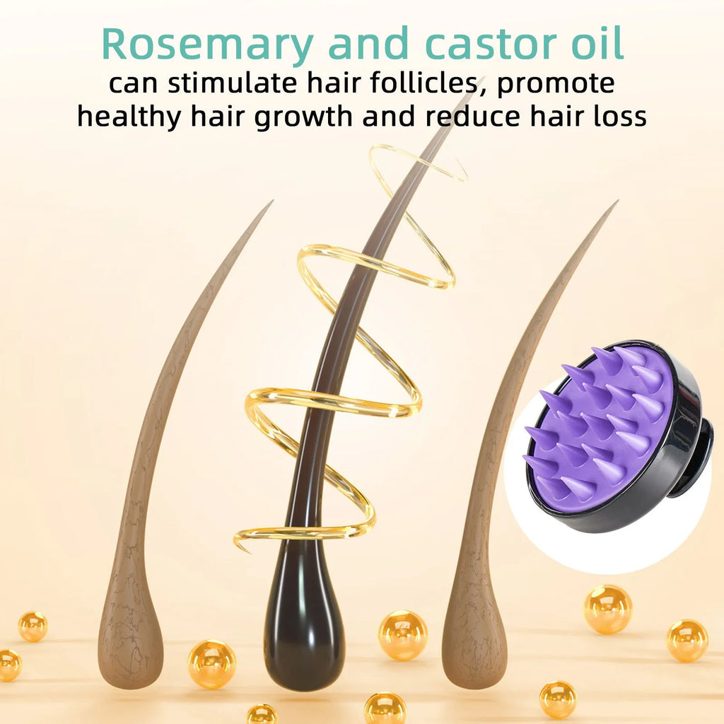 Bright yellow 118ml hair treatment oil bottle with massage brush applicator for strong hair care