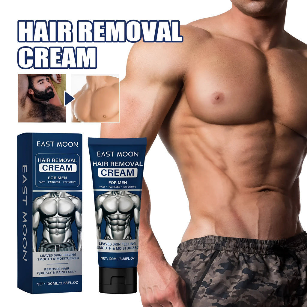100ml tube of men's mild hair removal cream for beard, lip, armpit, hand, and leg hair.