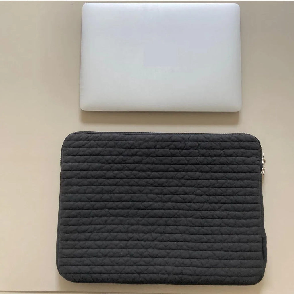 Black and white cotton cloth laptop bag for tablets with anti-seismic protection in multiple sizes