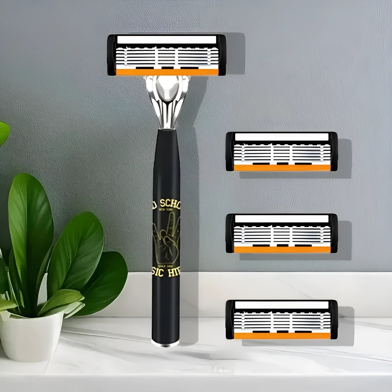 Black six-layer manual shaver handle with multiple blade configurations for barber tools