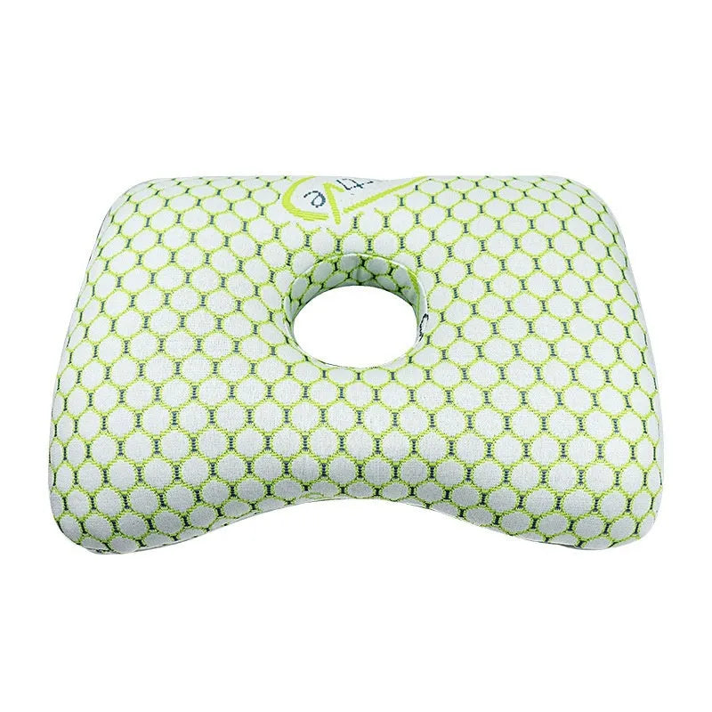 Beauty salon single hole ear pillow with detachable cover in Boer Gray colour, shown on a treatment bed.