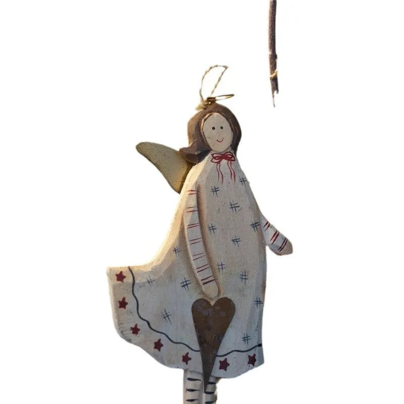 Handmade wooden door plate pendant with carved hearts, letters, and XINGX designs in rustic American country style