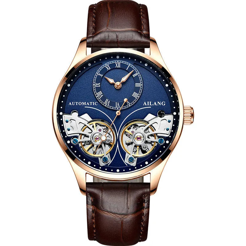 Seiko automatic men's watch with tourbillon and moon phase complications on wrist