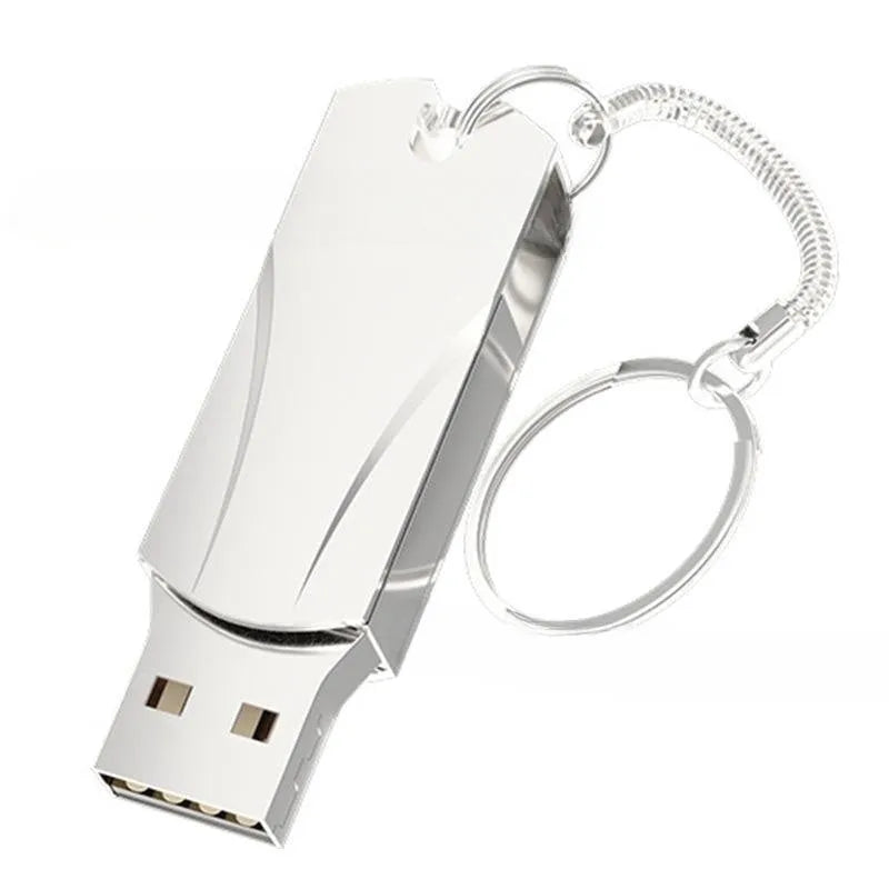 Large capacity USB metal expansion disk in silver and gray, rotating design, compact size 40x15x8mm