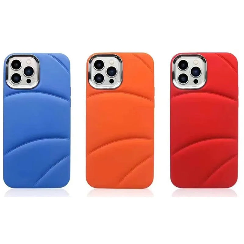 Silicone frosted phone case for Apple iPhone with liquid injection and internal flannel, in solid colours.