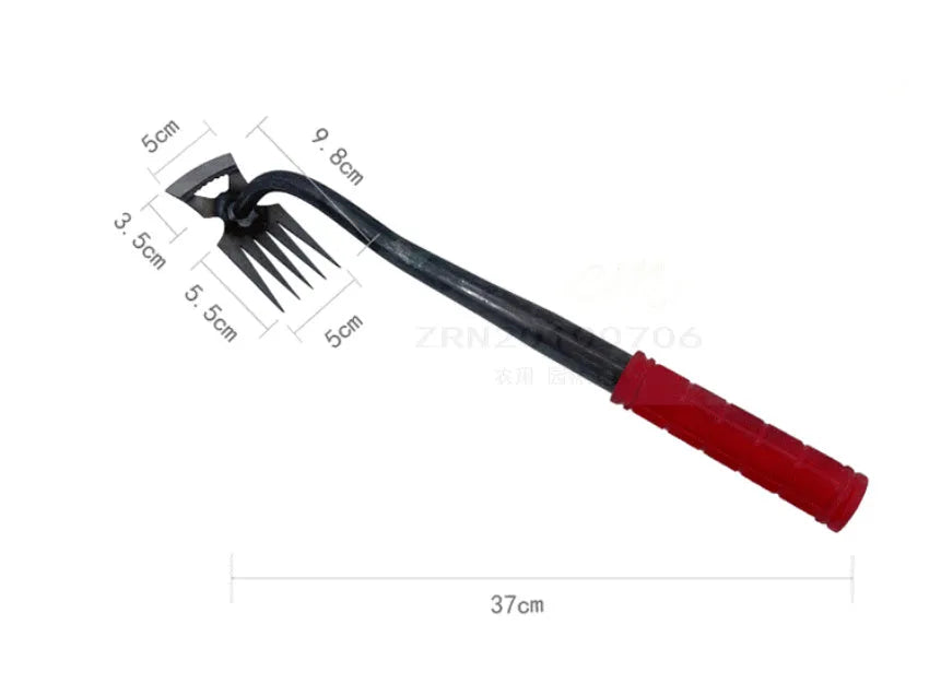 Alloy steel dual-purpose gardening hoe rake tool with multiple tooth specifications