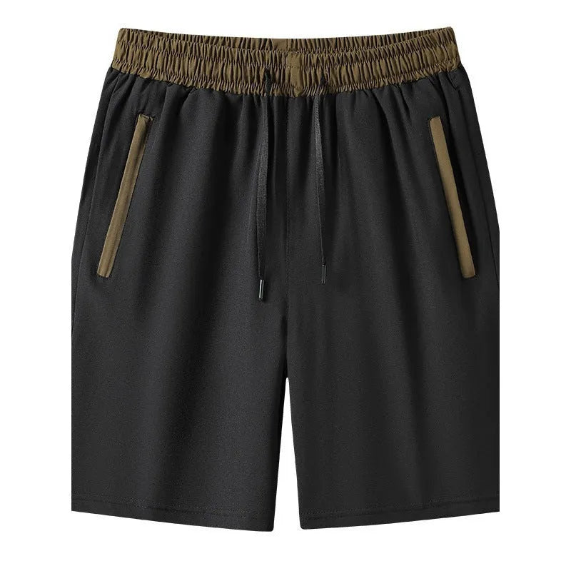 Men's wide waist cropped loose track pants in black and grey for running and fitness