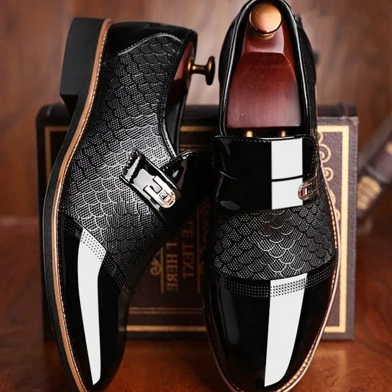 Big Code men's cowhide leather casual shoes in black or brown, flat heel, sizes 38-48