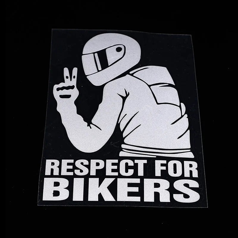 Respect For Bikers automobile sticker in 15x11cm size with PET material and strong adhesion on a car bumper