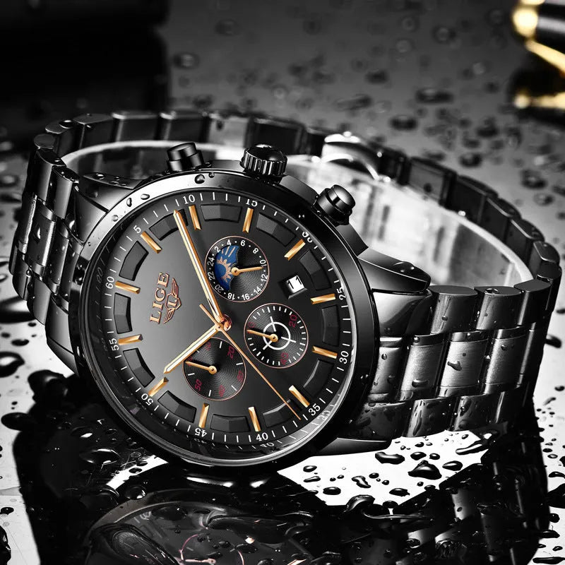 Men's waterproof quartz sports watch with 12mm thickness case in four colour options