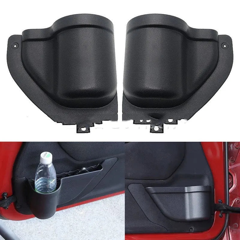 Black ABS plastic door storage box for Jeep Wrangler JK and JL models 2011-2020