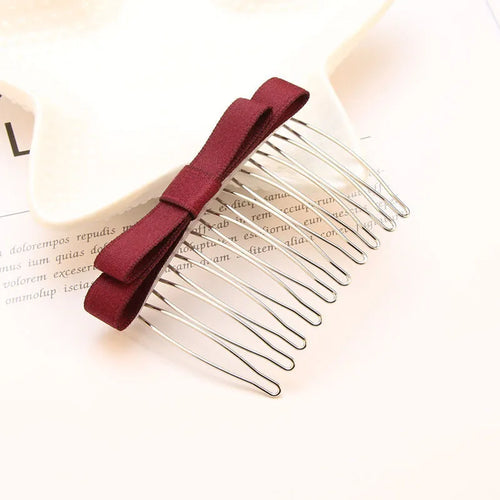 Retro bow hair comb with inlaid crystal decoration, available in six colours and two size options
