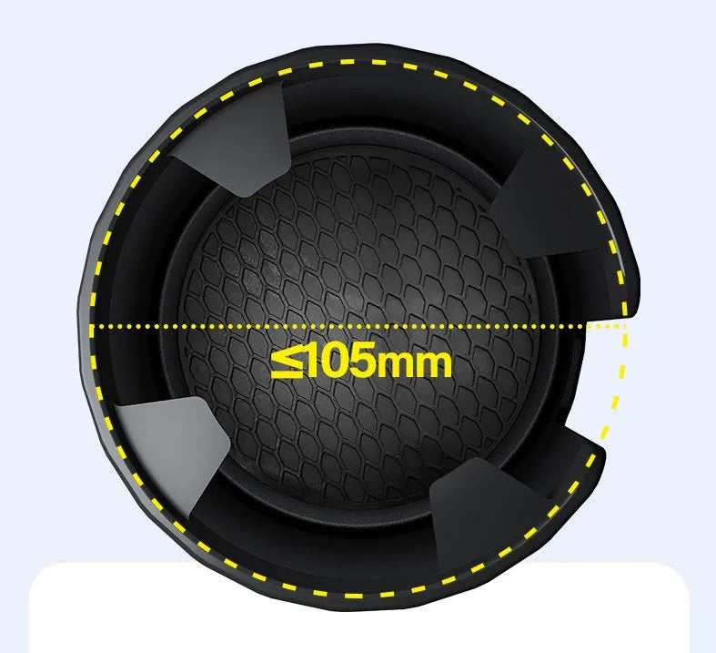 Matte black adjustable car cup holder expander for large bottles and cups.