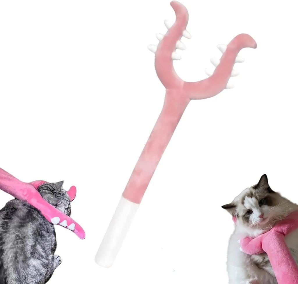 70 cm blue plush cat wand toy with foam-filled front section for interactive pet play