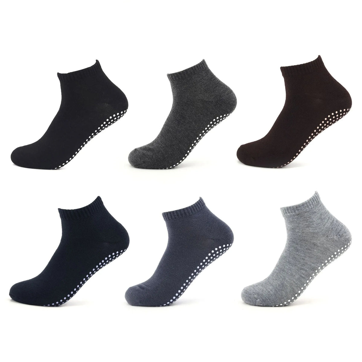 Men's non-slip invisible yoga socks in solid colour cotton, low-cut design