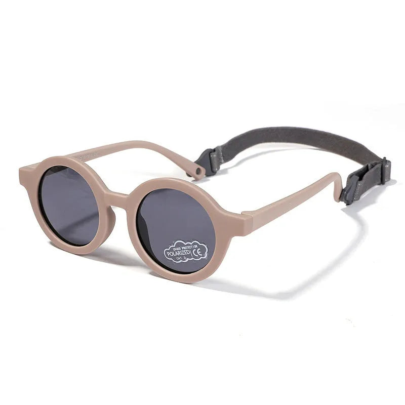 Children's round frame polarised sunglasses with UV400 protection for 0-3 year olds in various colours