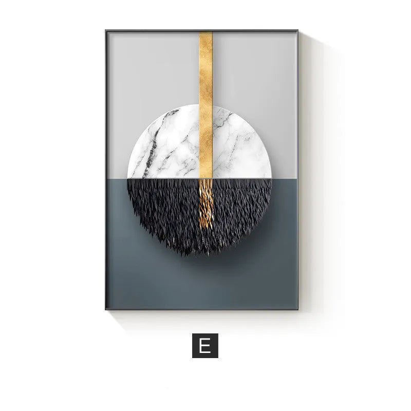 Abstract geometric pattern canvas wall art painting in modern colours on stretched canvas