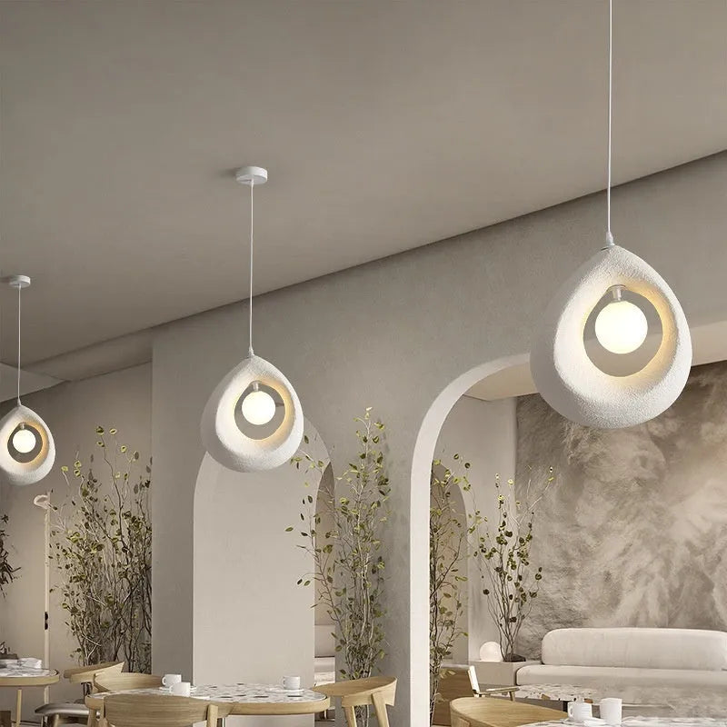Retro style pendant chandelier with milky white rectangular lampshade