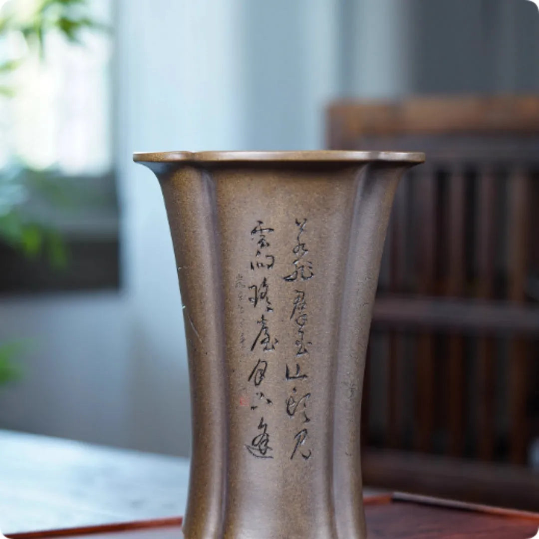Zisha purple clay flowerpot with sharkskin texture and blue veins by Kuai Duohui, Chinese-style planter for flowers
