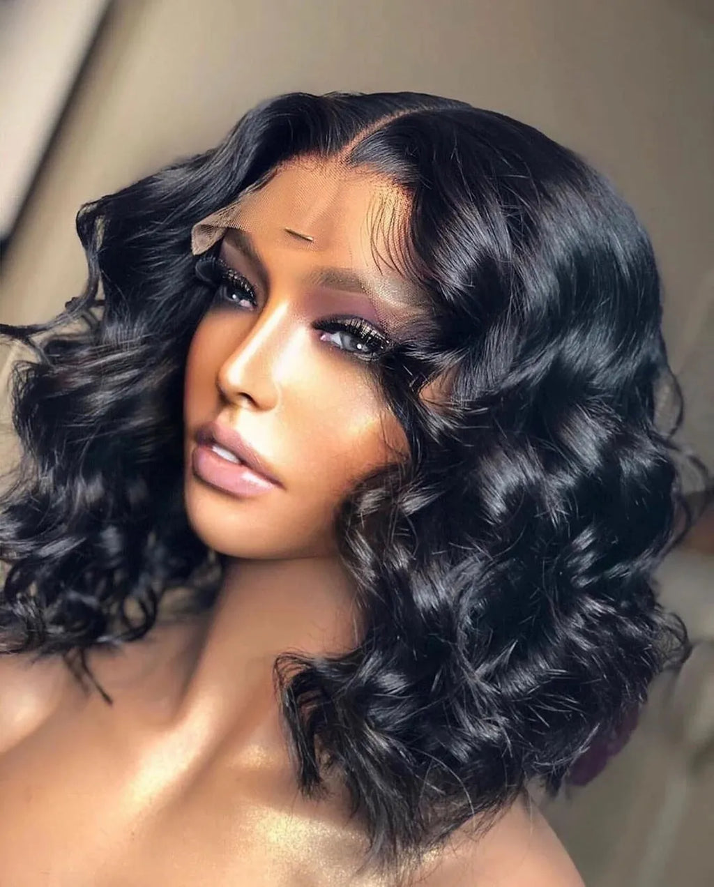 European American women long curly wig high temperature wire middle part long bangs 10-26 inch