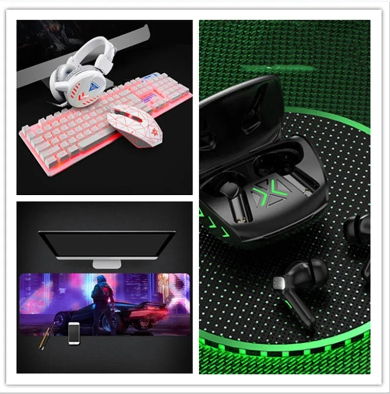 Cool black gaming Bluetooth headset, bilateral stereo earplug type with Bluetooth 5.1 and zero latency