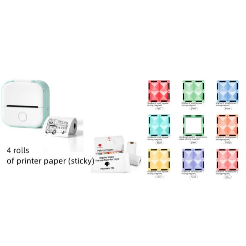 Phomemo T02 portable mini thermal label printer in white, showing front panel with paper slot, with Bluetooth icon