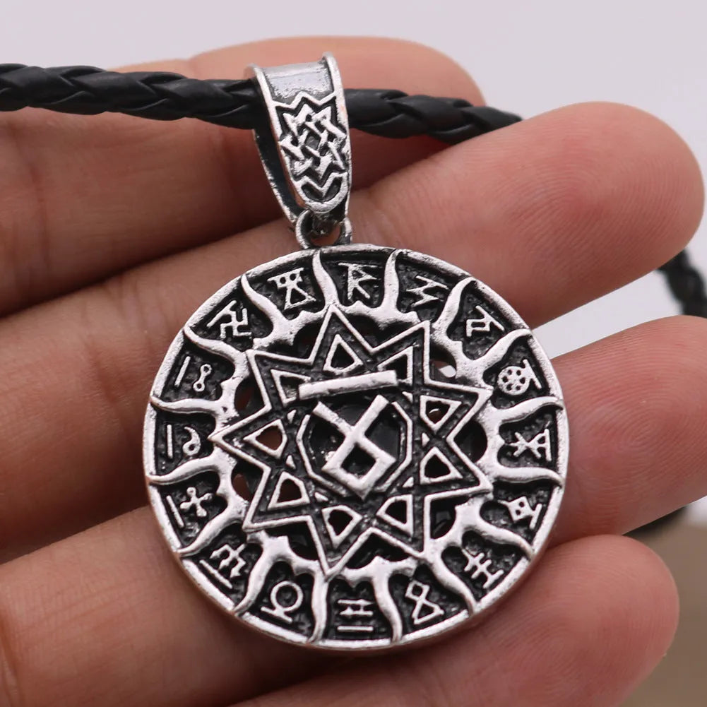 Lunavin ODing logo pendant necklace on an adjustable snake bone chain in antique silver