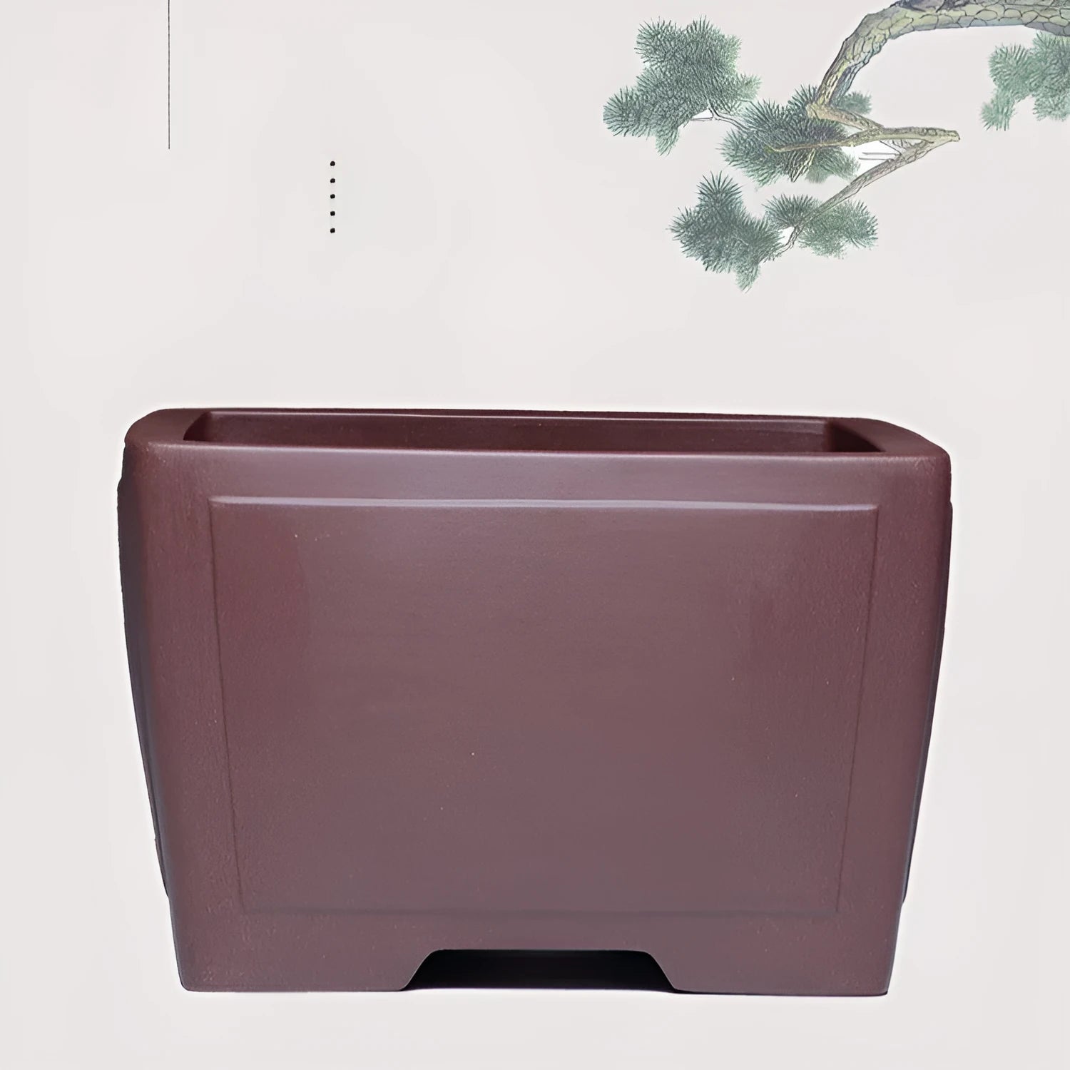 Square purple clay succulent bonsai pot in classical design for tabletop or floor plant display