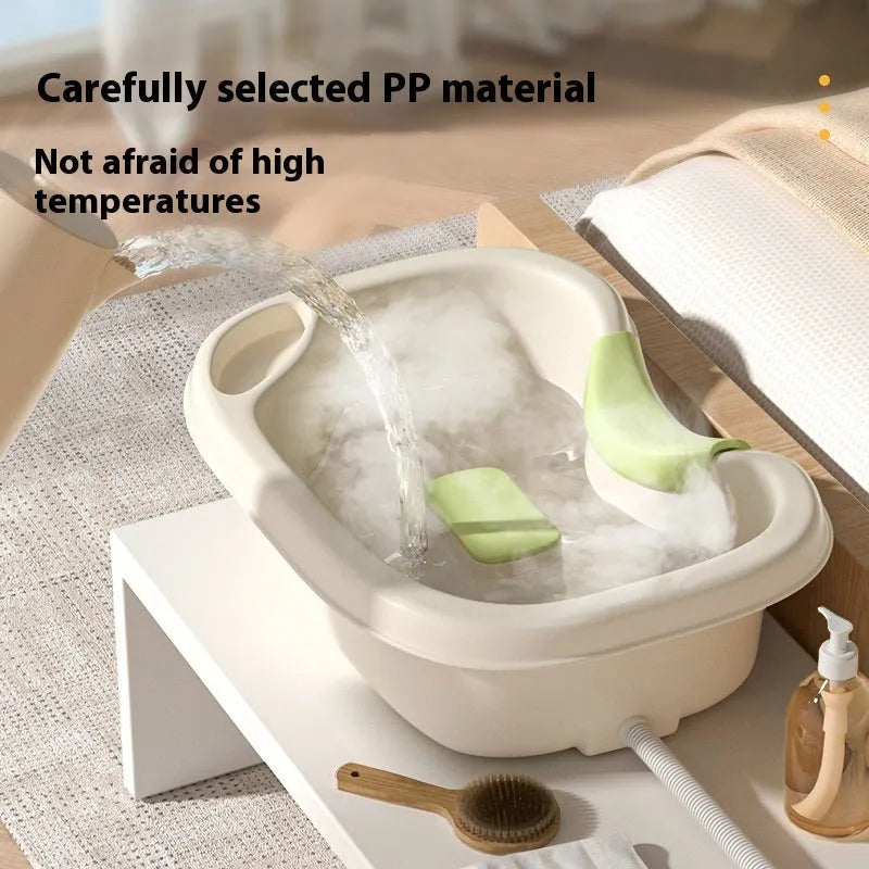 Plastic shampoo basin with neck pillow and water pump system for lying down hair washing