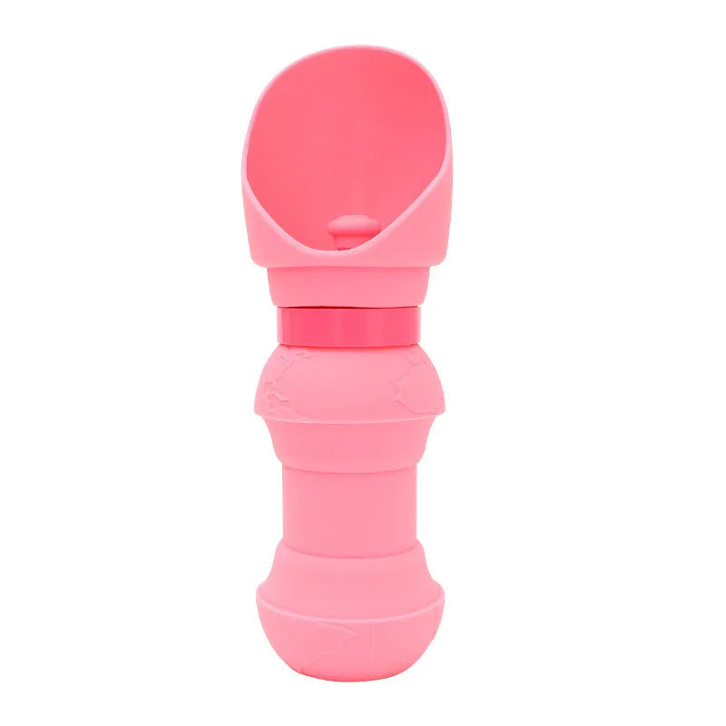 Silicone pet folding water cup shown in collapsed and open positions with colour options