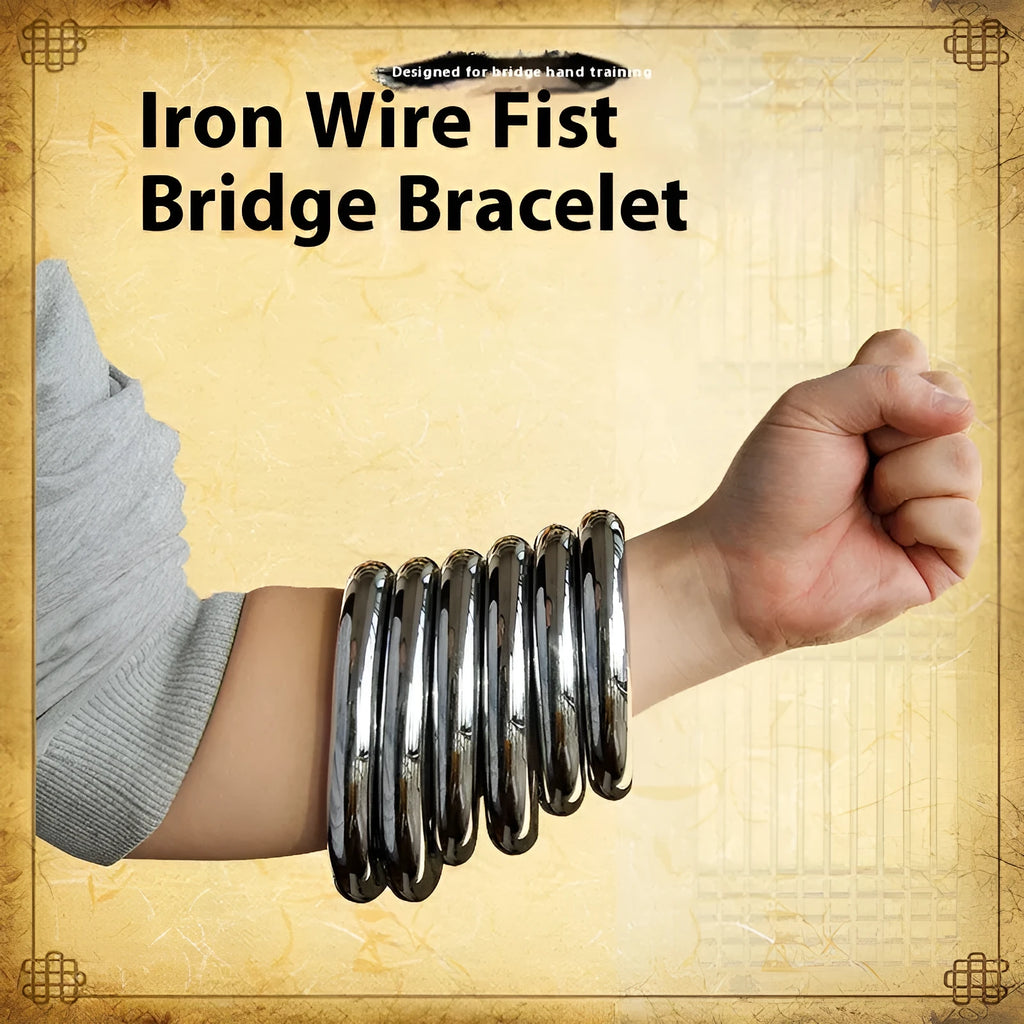 A silver carbon steel ring for Wing Chun iron arm and hand grip strength training.
